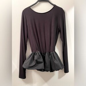 Shelly Black Long Sleeve Peplum Bubble Top